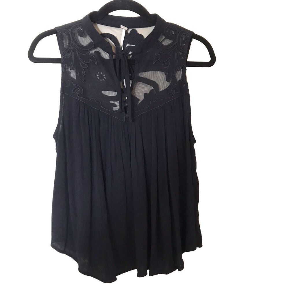 Free People Black Sleeveless Blouse